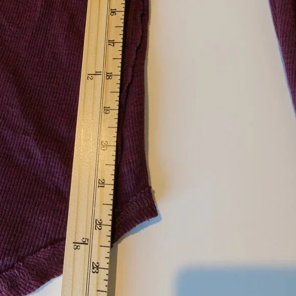 Free People Fair Isle Burgundy Purple Embroidered Thermal Top With Thumbholes - Picture 11 of 13